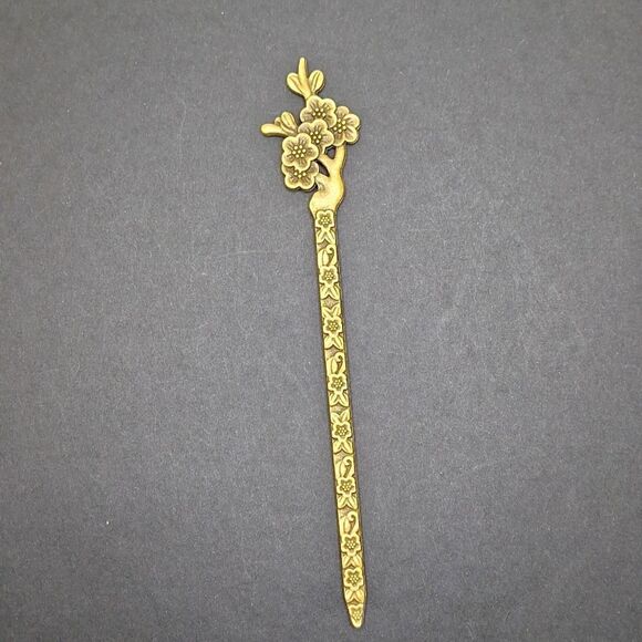 Antique bronze metal hair chopstick hair stick bun holder - Picture 1 of 2